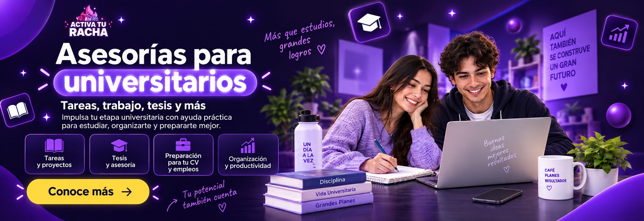 Asesorías para universitarios: tareas, trabajo, tesis y más. Impulsa tu etapa universitaria con ayuda práctica para estudiar, organizarte y prepararte mejor